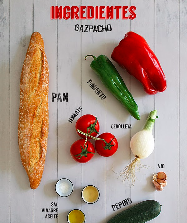 Ingredientes del gazpacho. Foto Pinterest